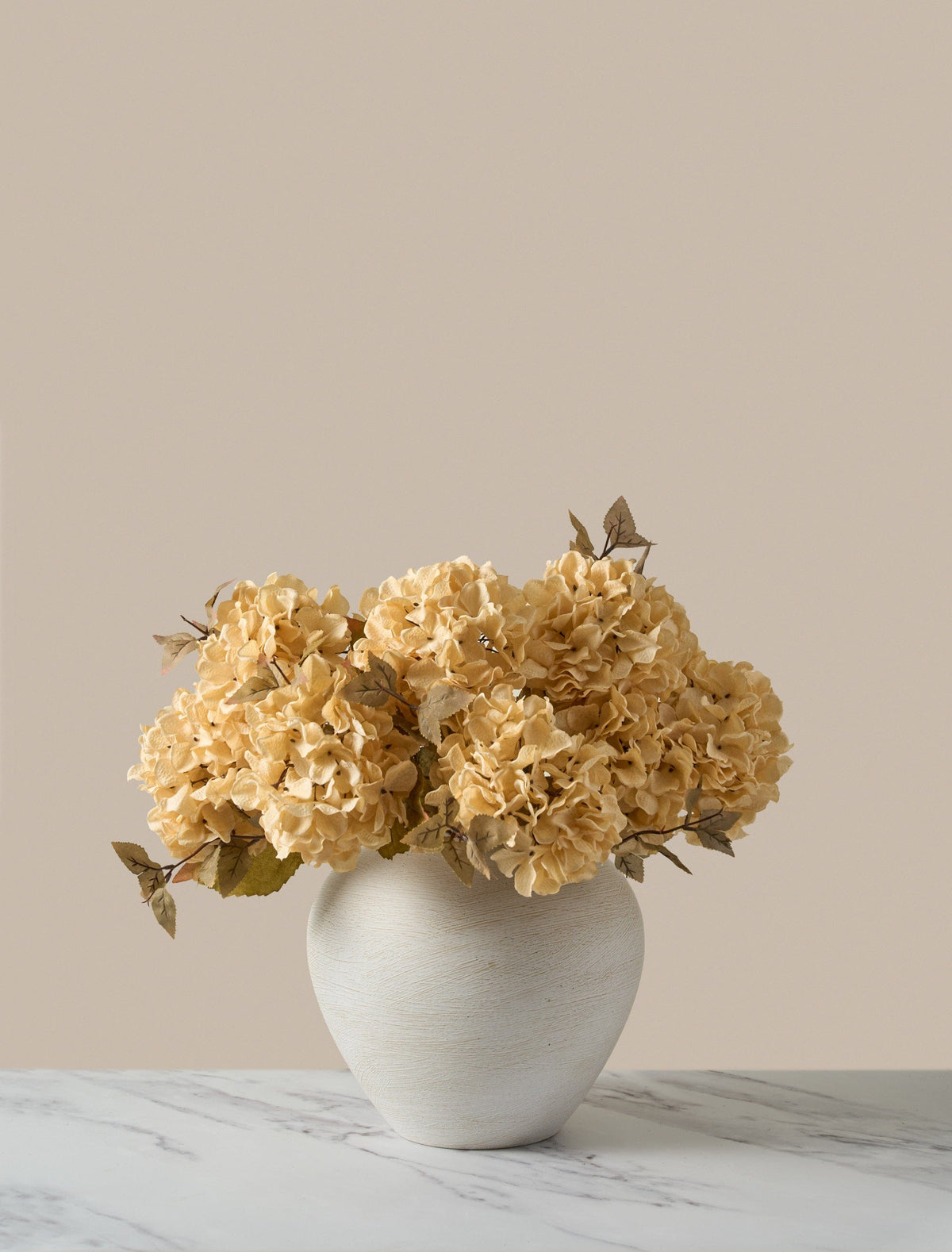 Bouquet d’hortensias artificiels d’automne – Crème (7 tiges)