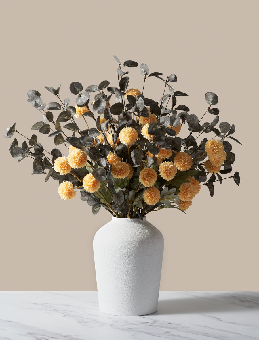 Composition florale artificielle – Jaune et vert
