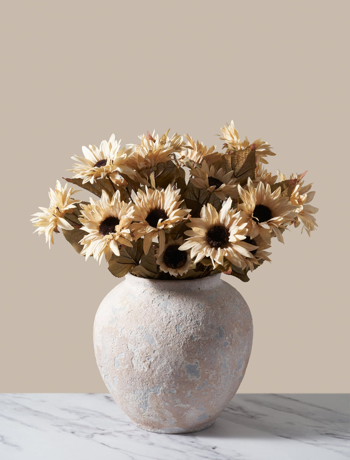 Tournesols artificiels d’automne – Beige (3 tiges / 21 fleurs)