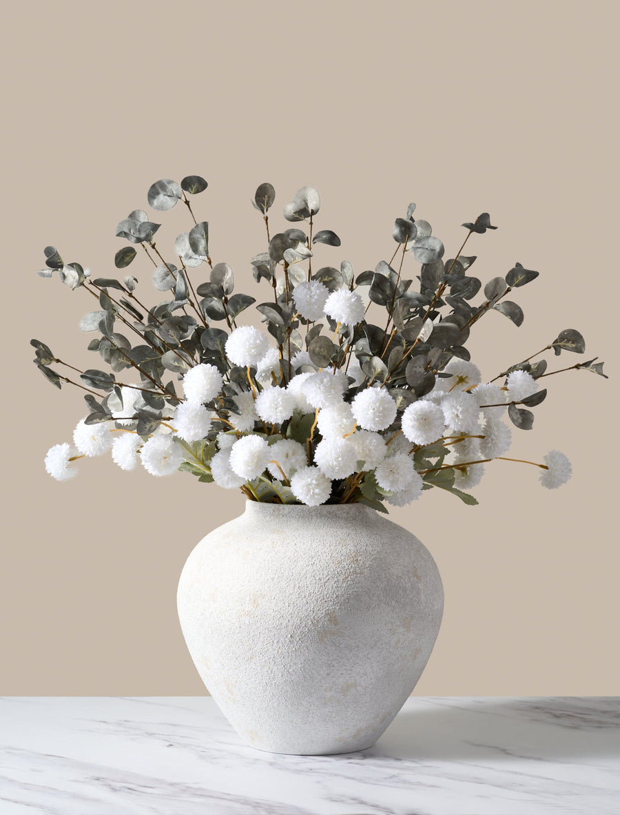 Composition florale artificielle - Blanc et vert