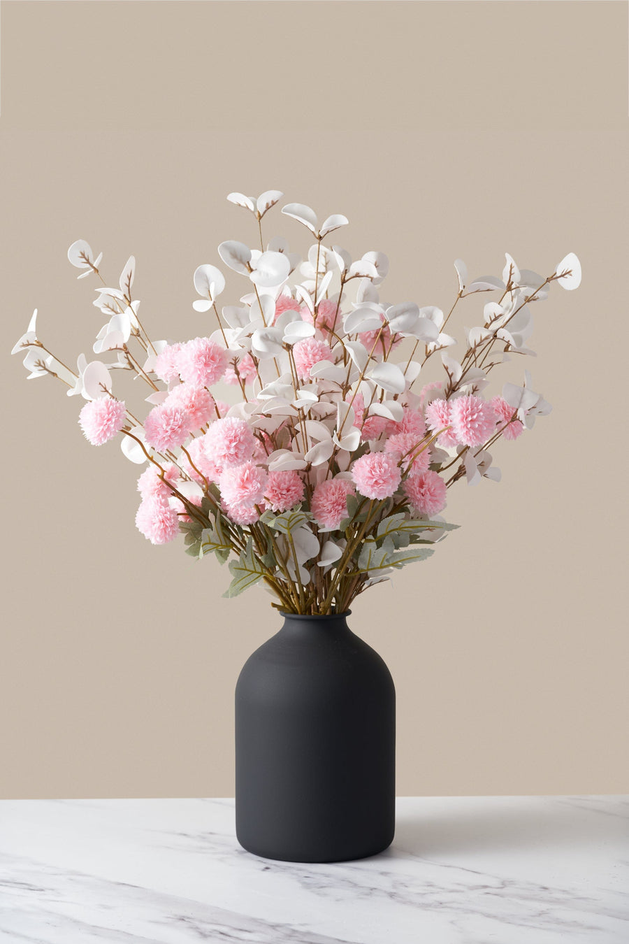 Composition florale artificielle - Blanc et rose