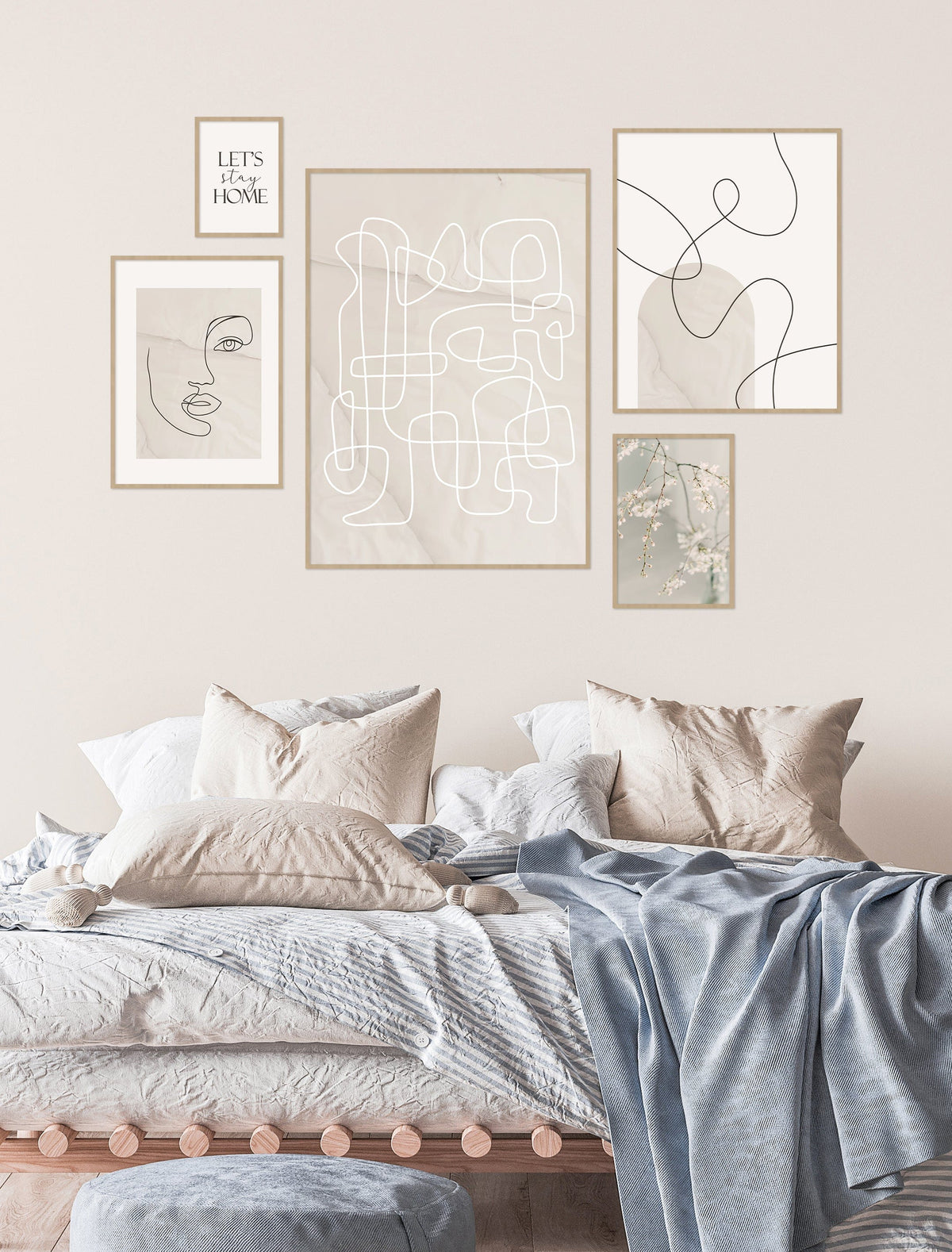Composition murale de 5 affiches – Dessin au trait