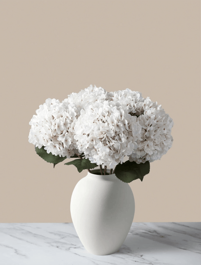 Hortensias artificiales grandes – Blanco (5 tallos)
