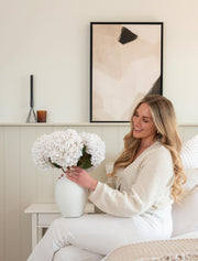 Grands hortensias artificiels – Blanc (5 tiges)