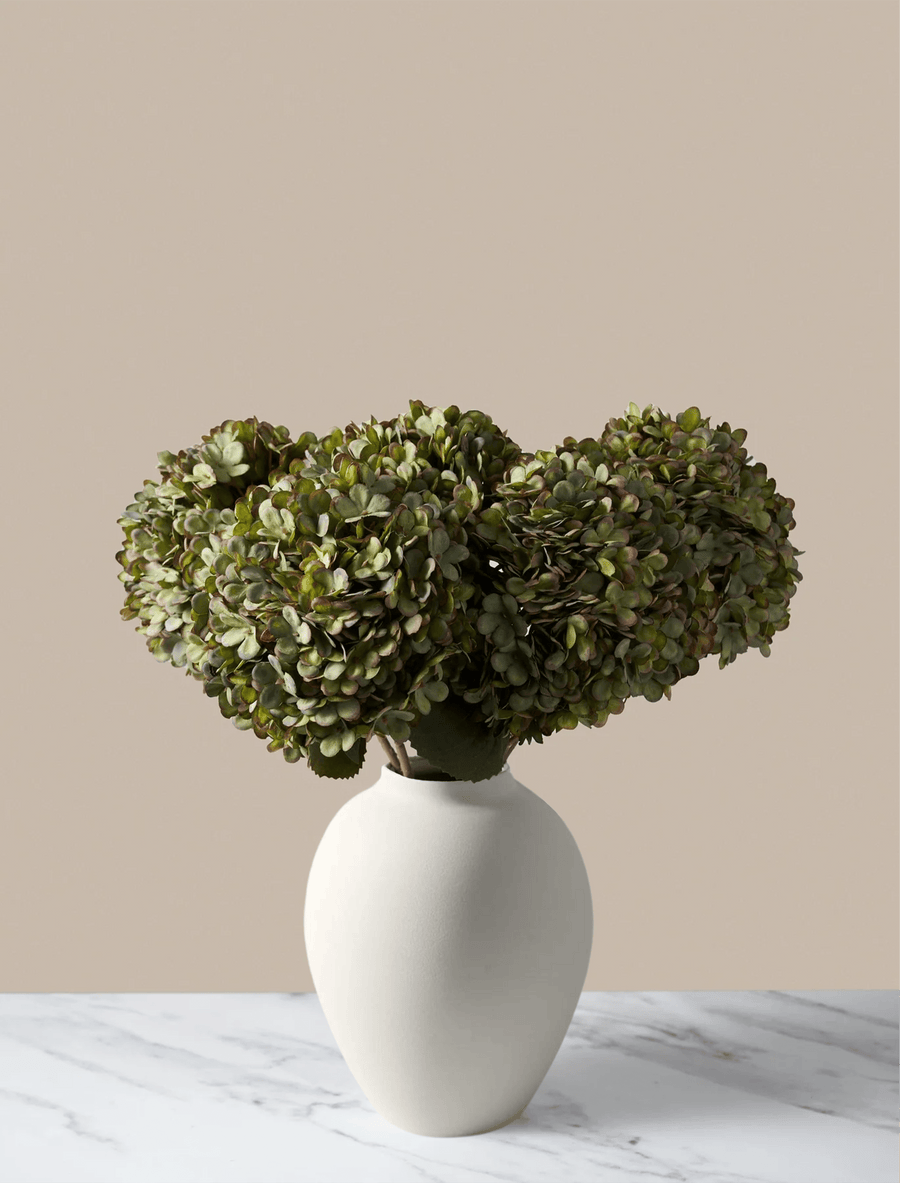Grands hortensias artificiels – Vert (5 tiges)
