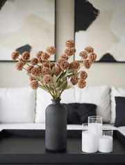 Fleur artificielle Kiku – Marron (10 tiges/50 têtes)