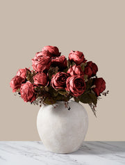 Grandes roses artificielles – Rouge (3 tiges / 21 roses)