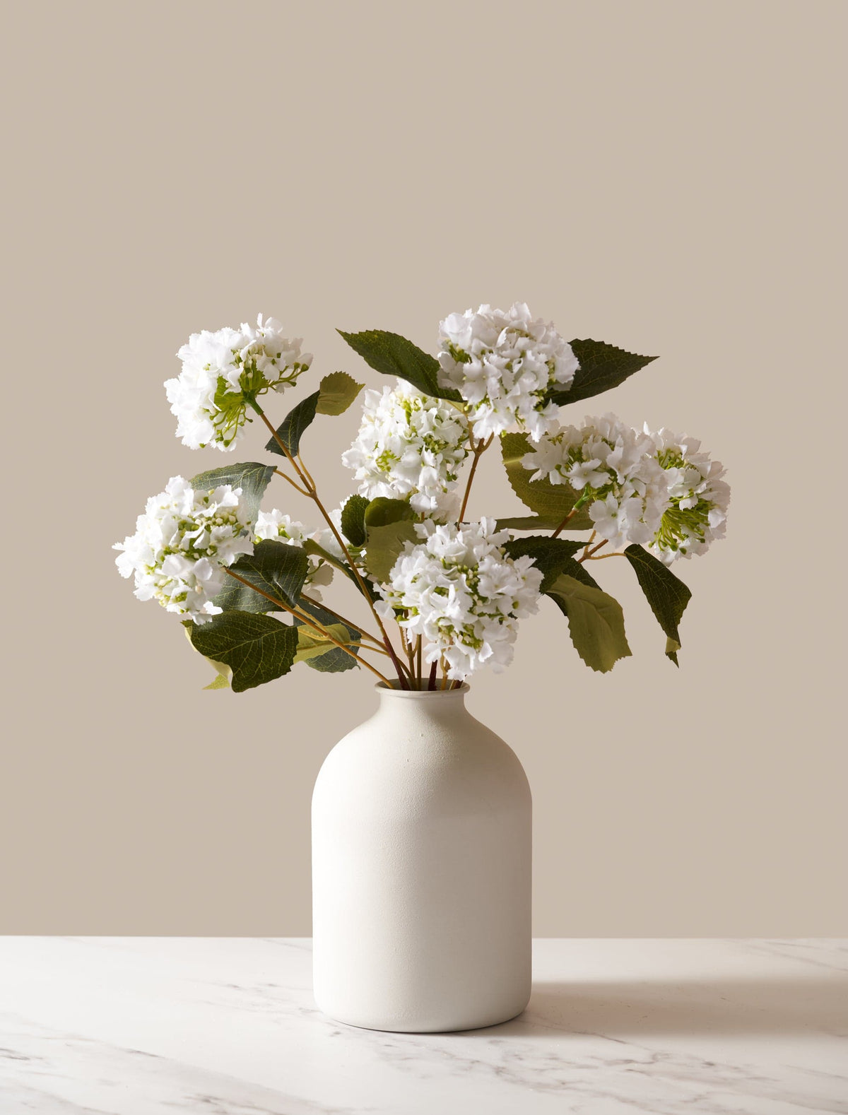 Small Faux Hydrangea Bouquet – White (3 stems)