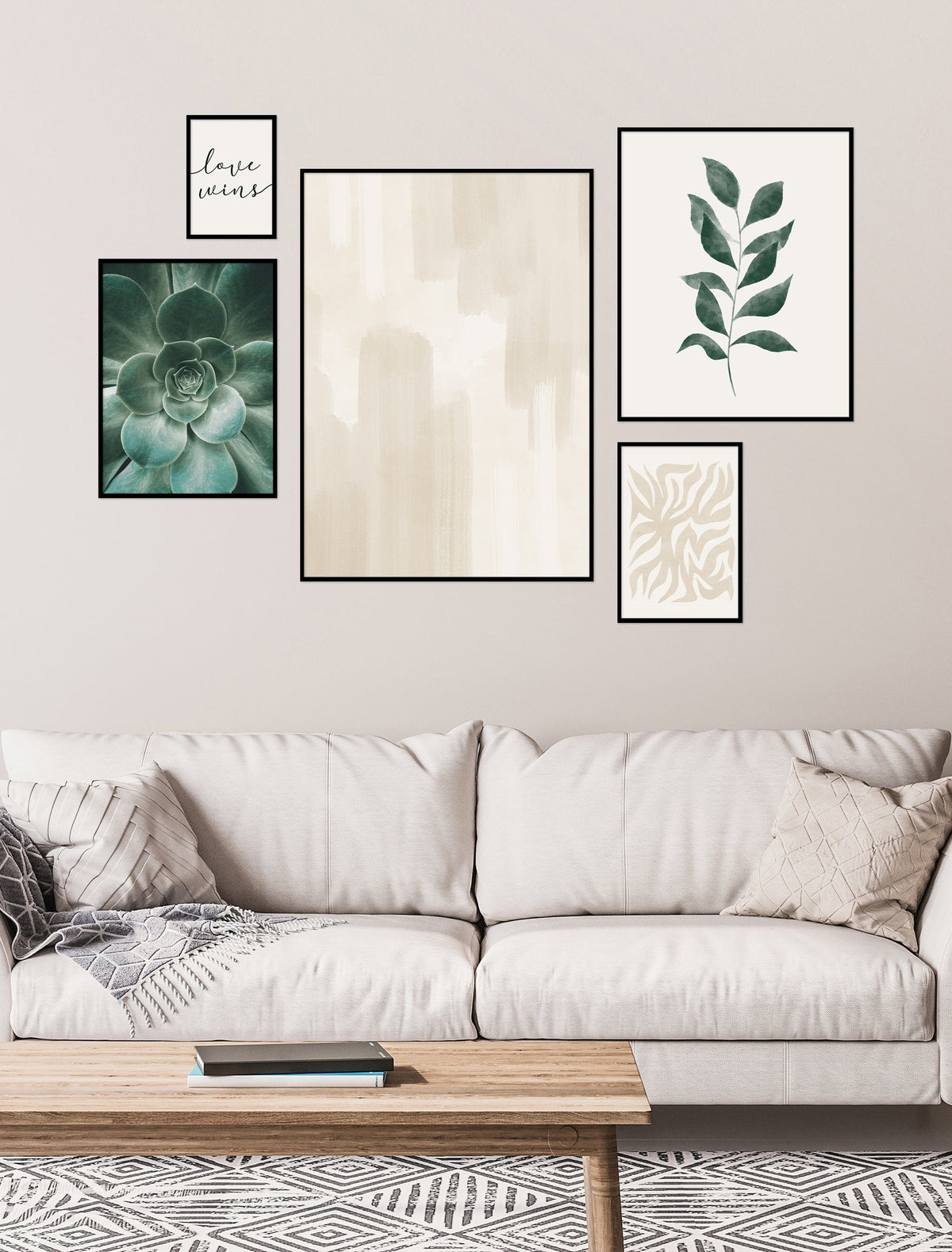 Bilderwand mit 5 Postern – Erdtöne