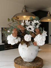 Faux Floral Arrangement – White Peony & Sunflower