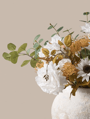 Faux Floral Arrangement – White Peony & Sunflower