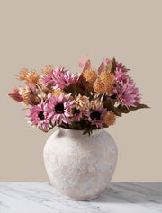 Faux Autumn Floral Arrangement – Pink & Beige