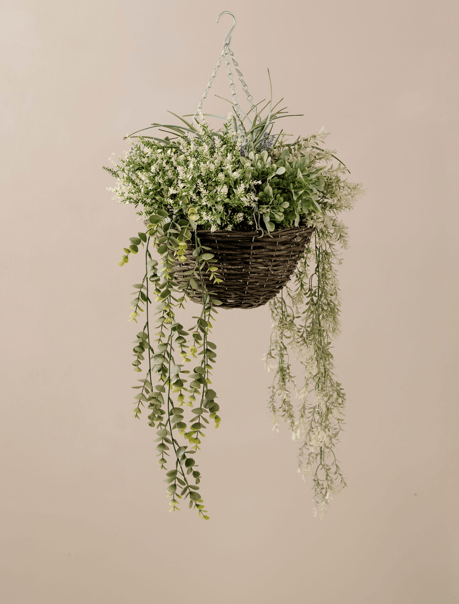 Panier Floral Suspendu d'Extérieur - Vert et Violet
