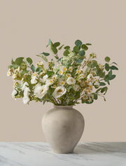 Faux Floral Arrangement – Eucalyptus & White Chamomile