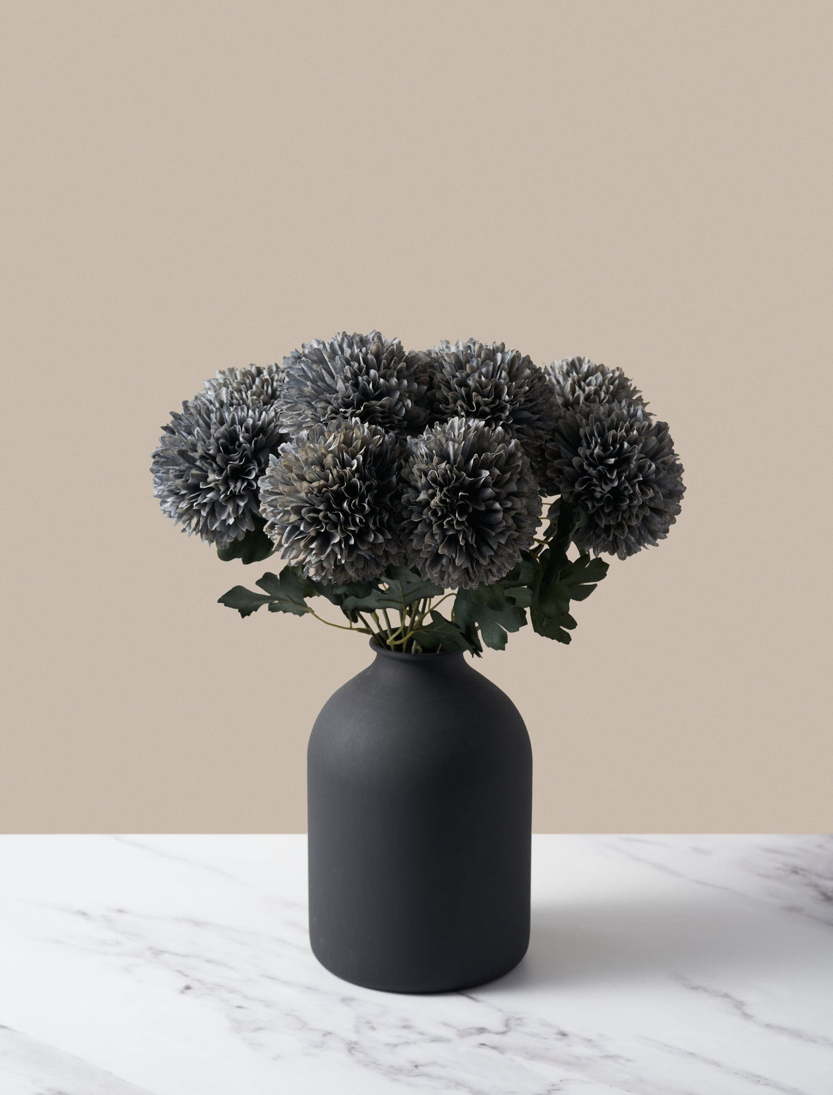 Große künstliche Kiku-Chrysanthemen – Blaugrau (10 Stiele)