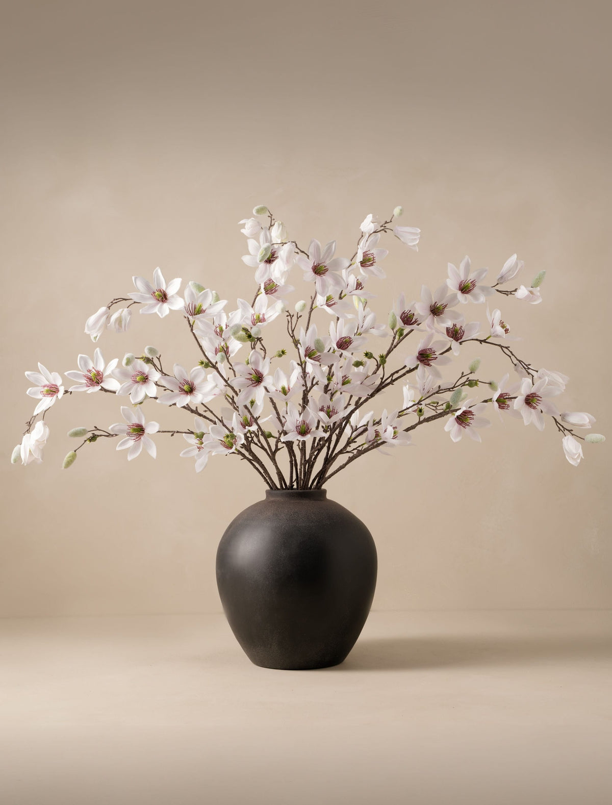 Grandes branches de magnolia artificiel – Blanc (8 tiges)
