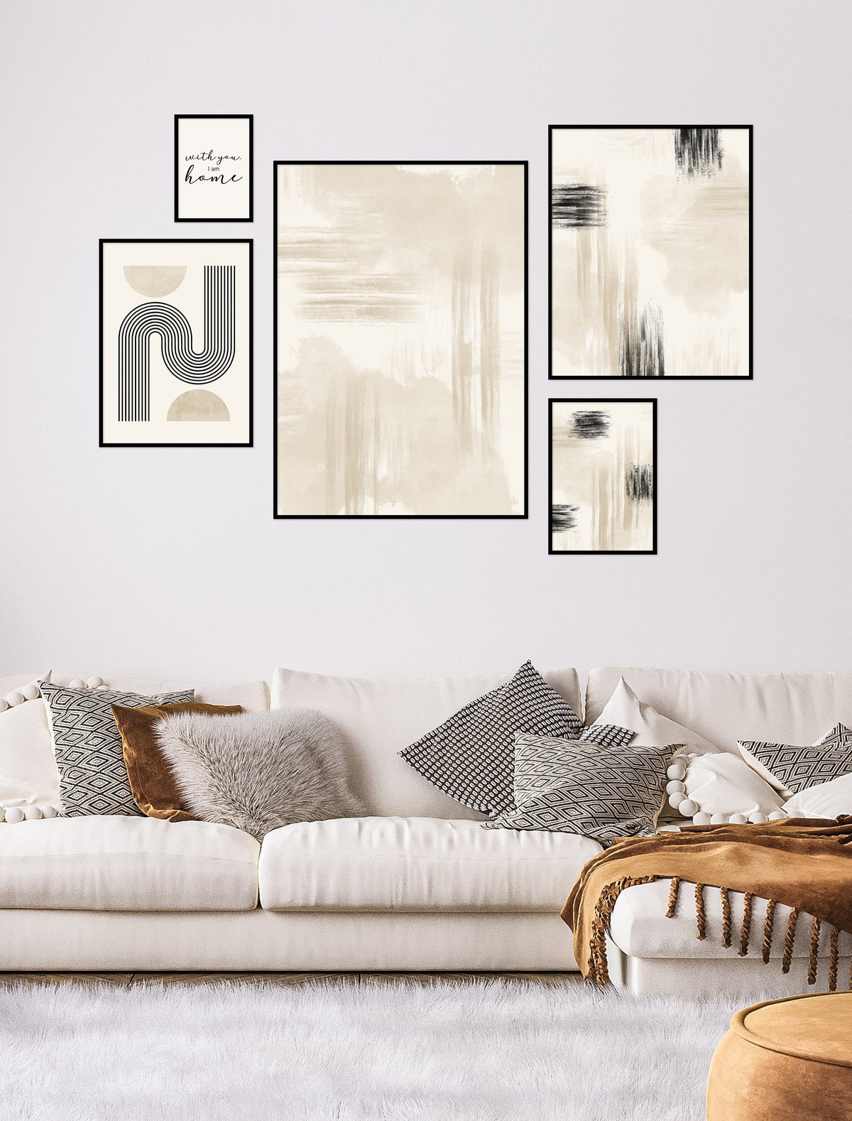 Composition murale de 5 affiches – Tons neutres