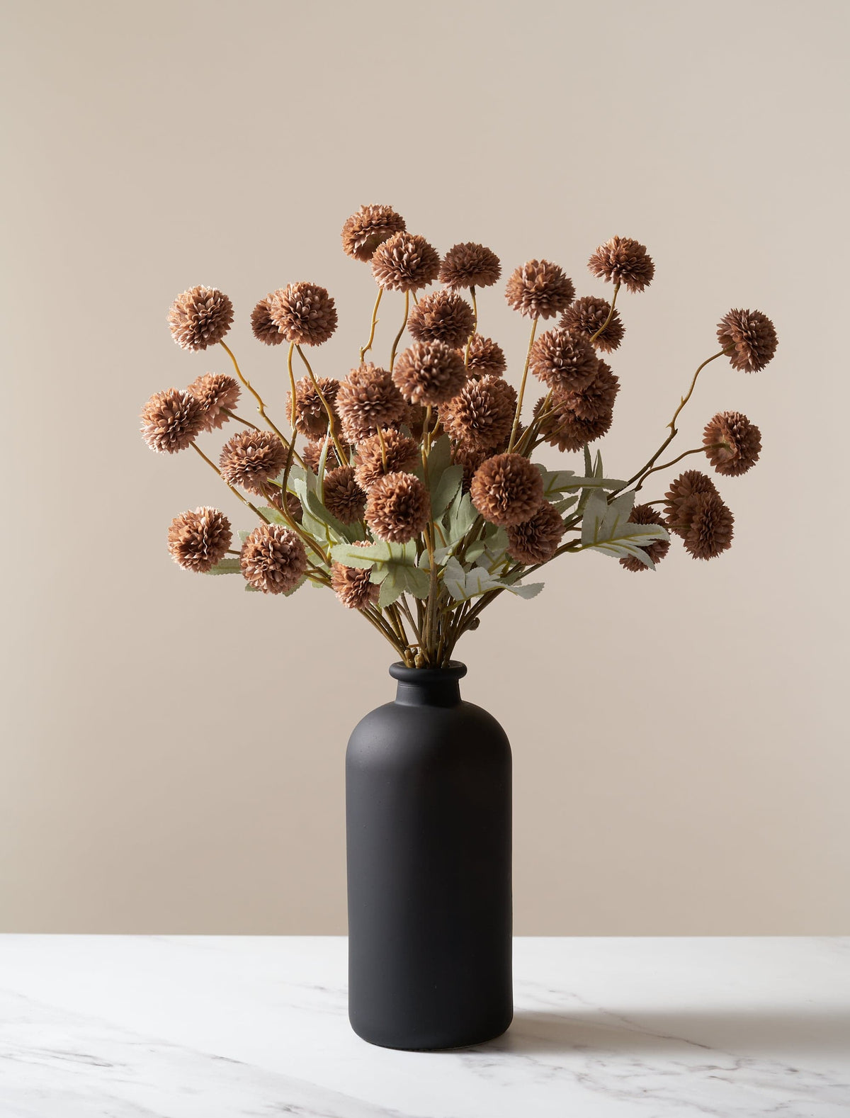 Fleur artificielle Kiku – Marron (10 tiges/50 têtes)