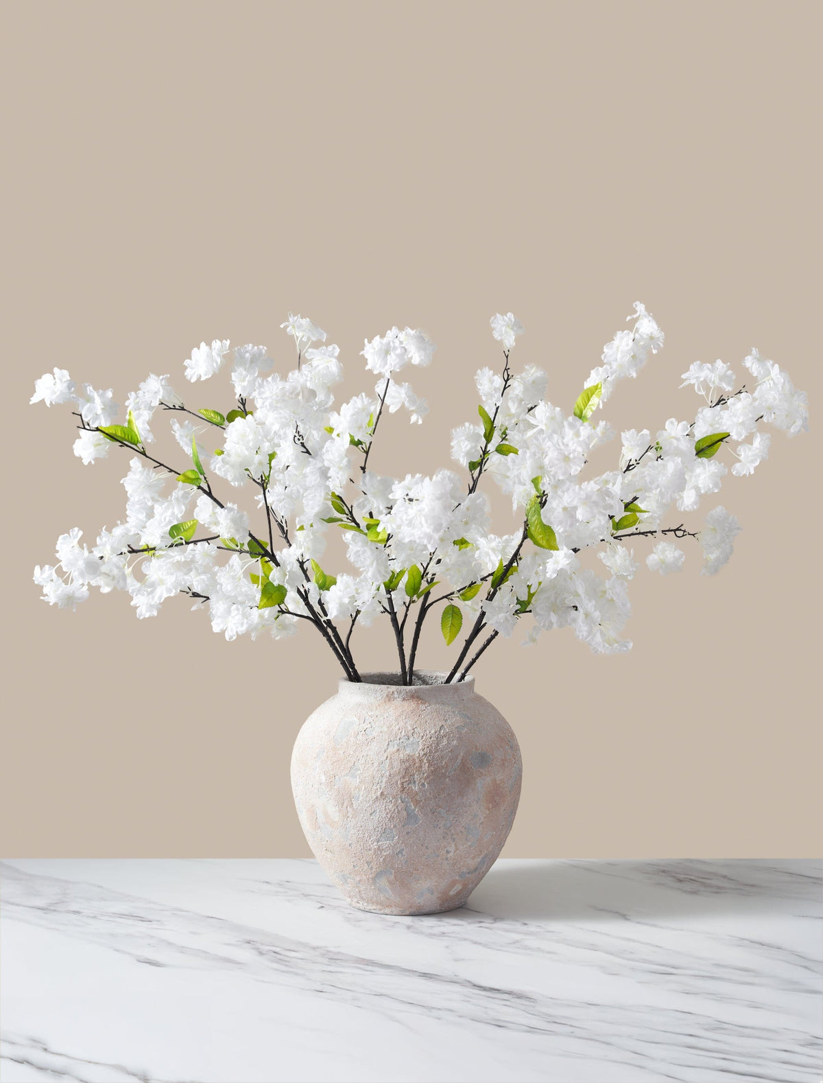Grandes branches de cerisier artificiel – Blanc (6 tiges)