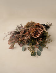 Composition florale artificielle – Pivoine orange et gerbe d'automne